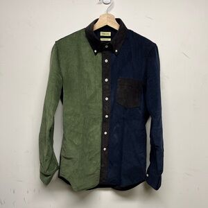 De Bonne Facture Men’s Green and Blue Colorblock Shirt